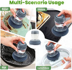 Dish Brh with Soap Dispenser, Soap Dispensing Dish Brh - with PET/Steel Wire Bristles, Kitchen Scrub Brh for Dishes Pots Pans Sinks (PET Head)