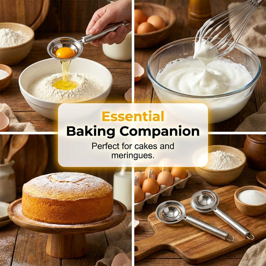 Egg Yolk Separator, Stainless Steel Egg Yolk Separation Tool, Egg Sifting Filter Divider with Hook for Baking & Cooking Kitchen Gadget (1PC)