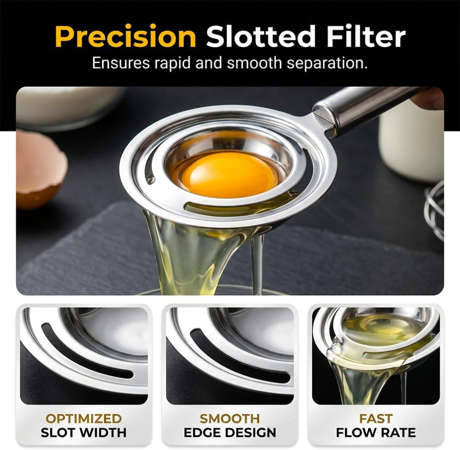 Egg Yolk Separator, Stainless Steel Egg Yolk Separation Tool, Egg Sifting Filter Divider with Hook for Baking & Cooking Kitchen Gadget (1PC)