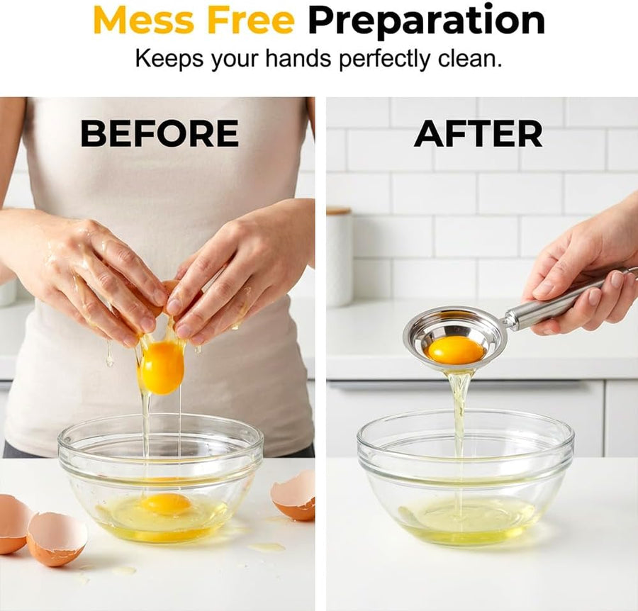 Egg Yolk Separator, Stainless Steel Egg Yolk Separation Tool, Egg Sifting Filter Divider with Hook for Baking & Cooking Kitchen Gadget (1PC)