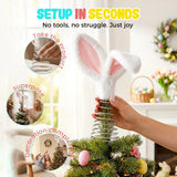 Easter Tree Topper Bunny Ears, Plh Metal Rabbit Ornament, Cute Bendable Spring Holiday Tree Decoration for Easter Home Party Supplies (2PCS)