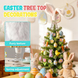Easter Tree Topper Bunny Ears, Plh Metal Rabbit Ornament, Cute Bendable Spring Holiday Tree Decoration for Easter Home Party Supplies (2PCS)