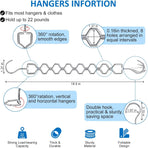 6 Pack Space Saving Hangers for Clothes, Heavy Duty 30Lbs Capacity Clothes Metal Hanger Organizer, 15 Pcs Travel Hangers Portable Foldable Travel Hanger Organizer