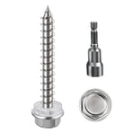 (200Pcs)#10x1-1/4 Self-Tapping Screws for Wood 410 Stainless Steel Hexagon Head Quick Tapping