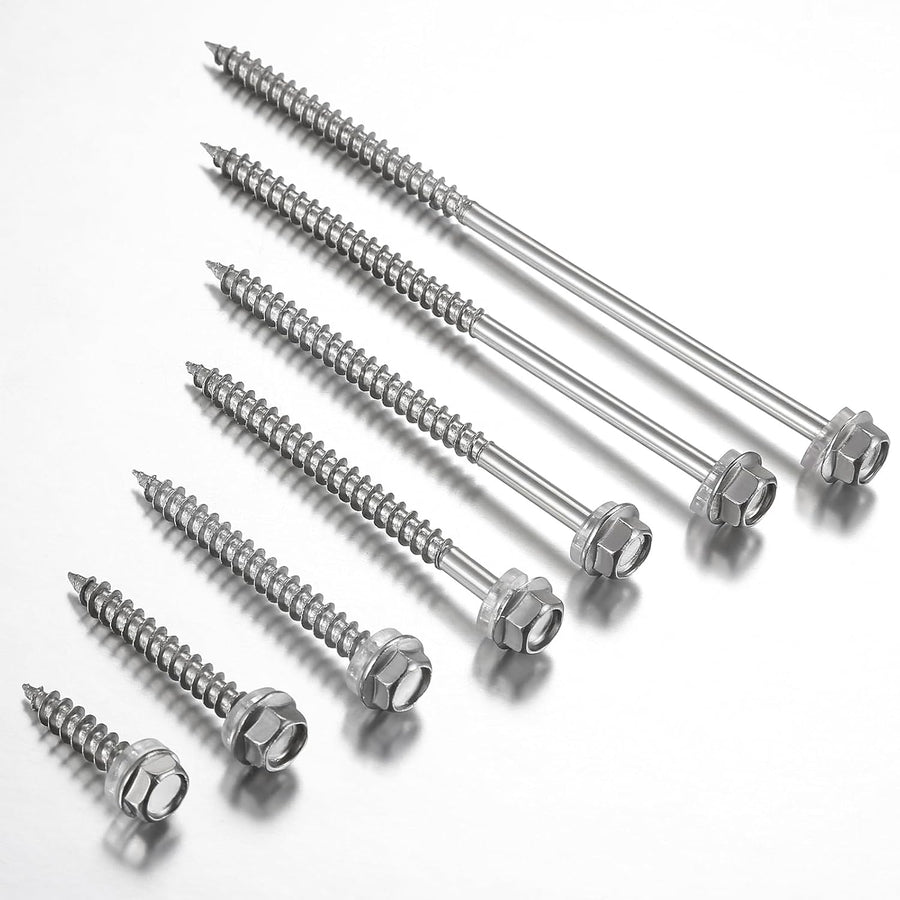 (200Pcs)#10x1-1/4 Self-Tapping Screws for Wood 410 Stainless Steel Hexagon Head Quick Tapping
