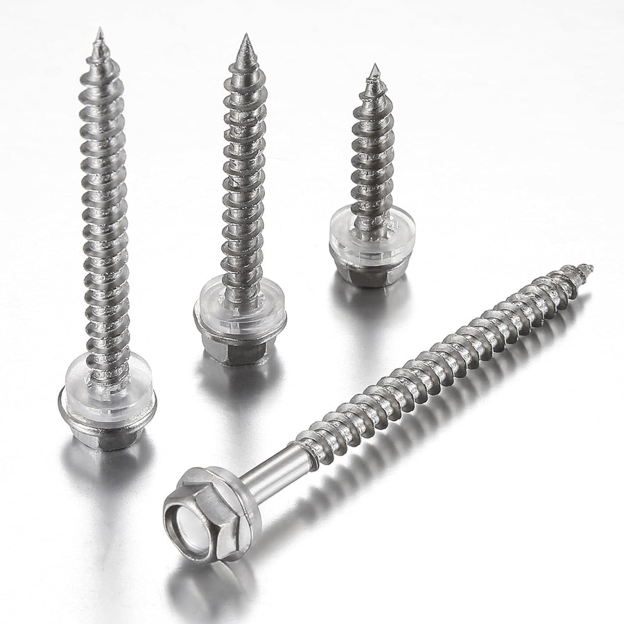 (200Pcs)#10x1-1/4 Self-Tapping Screws for Wood 410 Stainless Steel Hexagon Head Quick Tapping