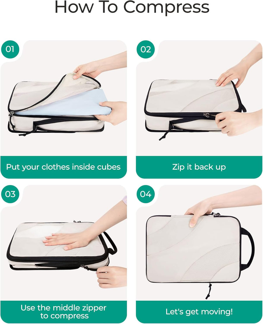 Compression Packing Cubes, 6 Set/4 Set/2 Set Travel Packing Cubes for Carry on Suitcases, Compression Suitcase Organizers Bag Set & Travel Cubes for Luggage, Lightweight Packing Organizers