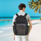 Heavy Duty X-Large Mesh Backpacks for Adults,Semi-Transparent college Backpacks with Rain cover for School, Beach, and Travel (X-Large) - Close-Up Angle