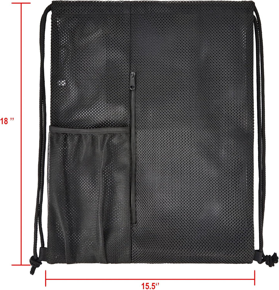Heavy Duty Mesh Drawstring bag for Soccer Ball，Beach Toys -Drawstring Backpack Sports Gym Bag