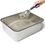 Stainless Steel Cat Litter Box, High Sides Kitten Toilet, Top Open Pet Tray, Non-Stick, Odorless, Rt-Resistant, Easy-Clean Pan, Silver Box (24x16x6 Inch) - Rear View