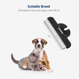 Cat Dog Shedding Tool, Pet Deshedding Brh, Professional Grooming for Short Medium Long Hair Cats and Dogs, Effectively Reduce Shedding by Up to 95%, Light Blue & Black - 45-Degree Angle