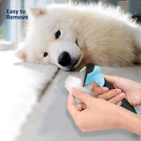 Cat Dog Shedding Tool, Pet Deshedding Brh, Professional Grooming for Short Medium Long Hair Cats and Dogs, Effectively Reduce Shedding by Up to 95%, Light Blue & Black - Rear View