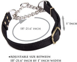 Stainless Steel Nylon Chain Martingale Collar Comfort Heavy Duty Large Dog Collar Escape Perfect for Training Walking Running and High Activities 250lb Pull Proved (Large, Black) - Top-Down View