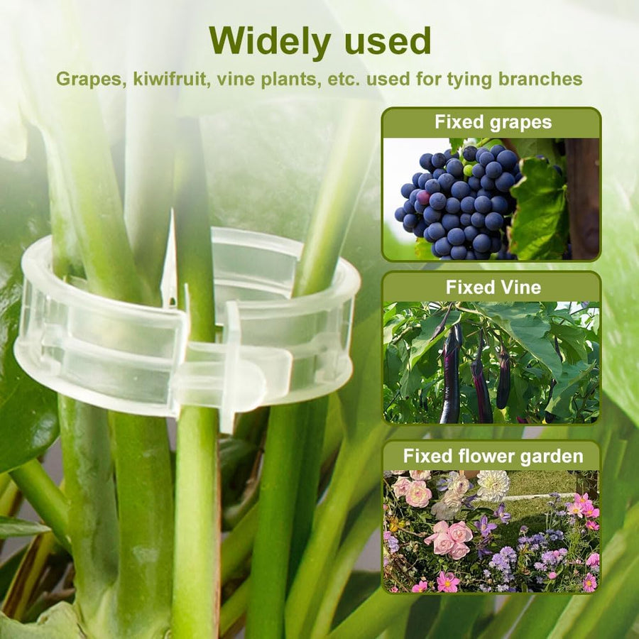 Secured Plastic Plant Clip, 2024 New Plant Support Clips for Climbing Plants, Portable Garden Plant Support Clips Plastic Tomato Grape Vine Vegetables Plant Clips (100, White)