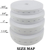 1 Inch by 32 Yard White Buttonhole Elastic Band Heavy Stretch High Elasticity Knit Elastic Band