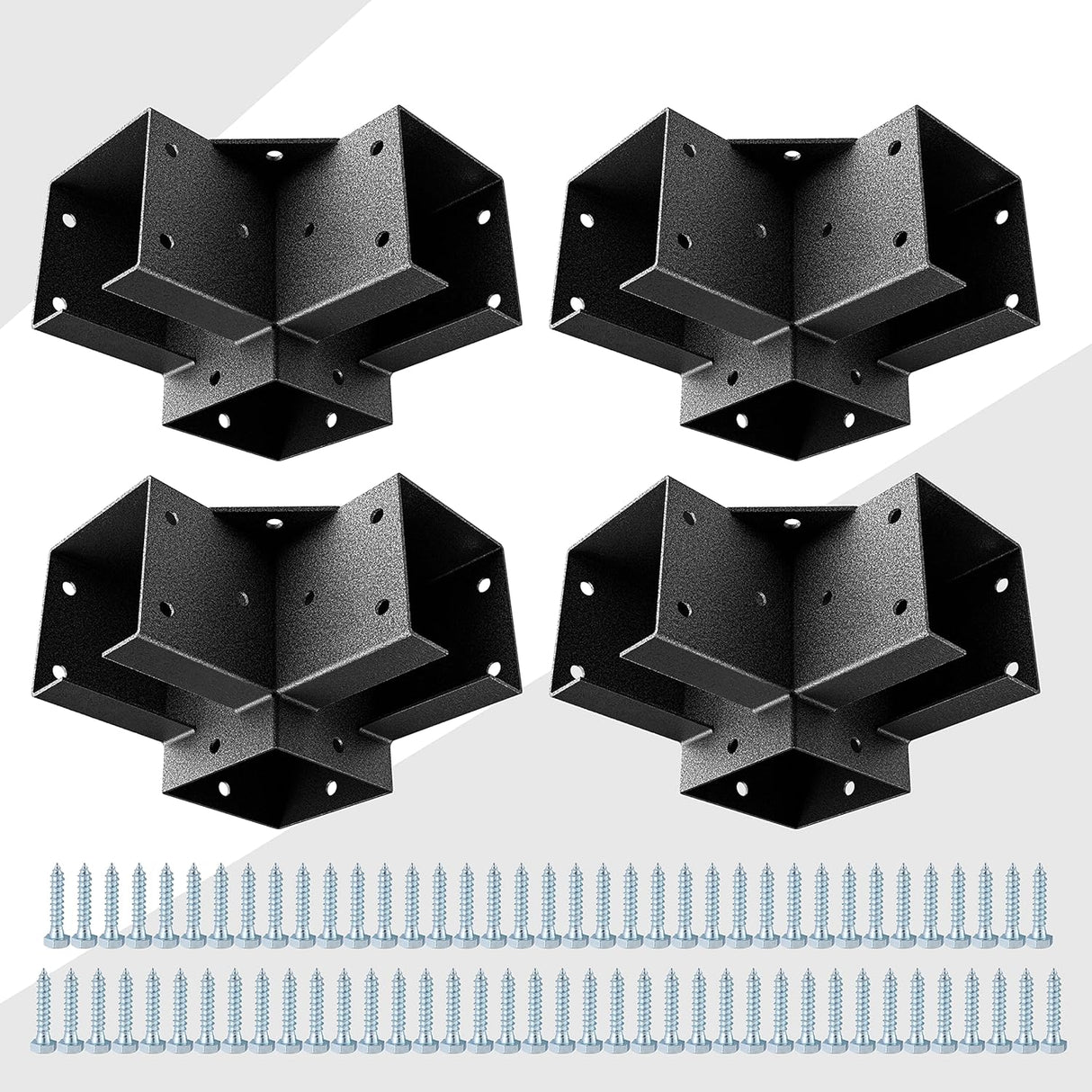Pergola Kit Corner Brackets for 4x4(3.5inchx3.5inch) Wood Posts, Powder Coated Steel Made, 3-Way 90°Angle for Hunting Blind, Deer Stand