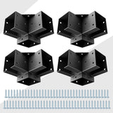 Pergola Kit Corner Brackets for 4x4(3.5inchx3.5inch) Wood Posts, Powder Coated Steel Made, 3-Way 90°Angle for Hunting Blind, Deer Stand
