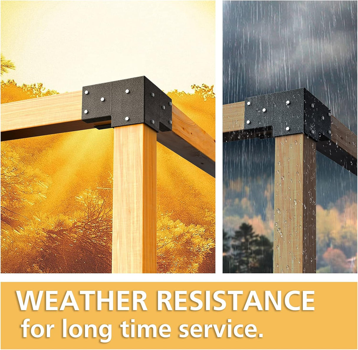 Pergola Kit Corner Brackets for 4x4(3.5inchx3.5inch) Wood Posts, Powder Coated Steel Made, 3-Way 90°Angle for Hunting Blind, Deer Stand