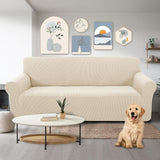 Stretch Couch Cover Sofa Bundles loveseat (Beige) - Front View