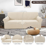 Stretch Couch Cover Sofa Bundles loveseat (Beige)
