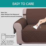 UNICE Home Reversible Loveseat Cover Bundle Oversized Couch Cover(XL Sofa+Loveseat, Coffee) - Rear View
