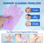 6 Pairs Exfoliating Bath Gloves Mitt Body Scrubber for Shower, Spa, Massage, Dead Skin Remover Bathing Accessories Women Men