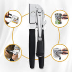 Crank Can Openers Manual,Heavy Duty Commercial Can Opener with Rubber-coated Long Handles