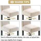 Dining Chair Covers Velvet Stretch Chair Covers for Dining Room Set of 6 Parson Chair Slipcovers Chair Protectors Covers, Soft Thick Solid Velvet Fabric Washable, Ivory - Side View