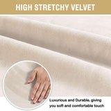 Dining Chair Covers Velvet Stretch Chair Covers for Dining Room Set of 6 Parson Chair Slipcovers Chair Protectors Covers, Soft Thick Solid Velvet Fabric Washable, Ivory - 45-Degree Angle