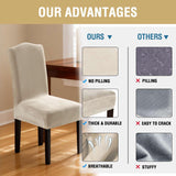 Dining Chair Covers Velvet Stretch Chair Covers for Dining Room Set of 6 Parson Chair Slipcovers Chair Protectors Covers, Soft Thick Solid Velvet Fabric Washable, Ivory - Rear View