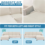 Sectional Couch Covers 8 Pieces Stretch Sofa Covers for Sectional Sofa Set Separate L Shaped Couch Cover for Both Left/Right Couch (Seat and Back: 1 Chaise + 3 Sofa, Ivory) - 45-Degree Angle