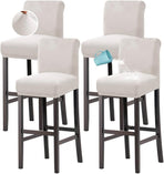 100% Waterproof Bar Stool Cover Stretch Counter Stool Pub Chair Slipcover for Dining Room Removable Soft Thick Solid Fleece Fabric Bar Stool Slipcovers Set of 4, Ivory