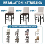 100% Waterproof Bar Stool Cover Stretch Counter Stool Pub Chair Slipcover for Dining Room Removable Soft Thick Solid Fleece Fabric Bar Stool Slipcovers Set of 4, Ivory