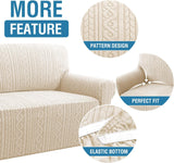 Sofa Cover 1 Piece Stretch Sofa Slipcovers Non Slip Sofa Cover with Elastic Bottom Washable for Kids, Pets Upgrade Thick Jacquard Fabric with Spiral Pattern(75