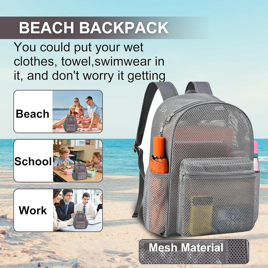Duty Mesh Backpacks for Adults,See Through Backpack for Swimming Work Outdoor, Diving Backpack Carry Portable Oxygen Concentrators (Grey)