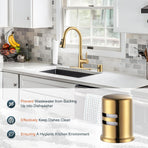 Dishwasher Air Gap Cover, Dishwasher Air Gap Cap for Kitchen Sink, Solid Brass Dishwasher Overflow Vent Cap Replacement Kit, Brushed Gold