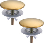 Kitchen Sink Hole Cover, 2 PCS Faucet Plate Stopper, Countertop Cap, Tap Blanking Metal Plug, Brushed Gold
