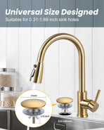 Kitchen Sink Hole Cover, 2 PCS Faucet Plate Stopper, Countertop Cap, Tap Blanking Metal Plug, Brushed Gold