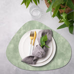 Placemats, Heat Resistant Round Placemats Set of 4 Washable 13 x 17 Inch, Waterproof Table Mats Wipeable for Kitchen, Dining Room Table Christmas Decor, Green