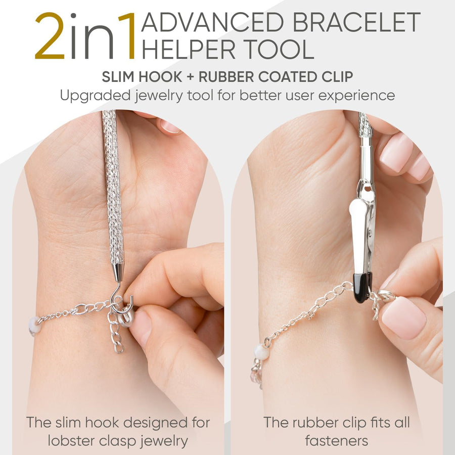 Bracelet Helper Tool with Hook - Fastener Helper Tool for Bracelet, Necklace, Jewelry, Watch - Silver, Gold, Emerald, Bundle