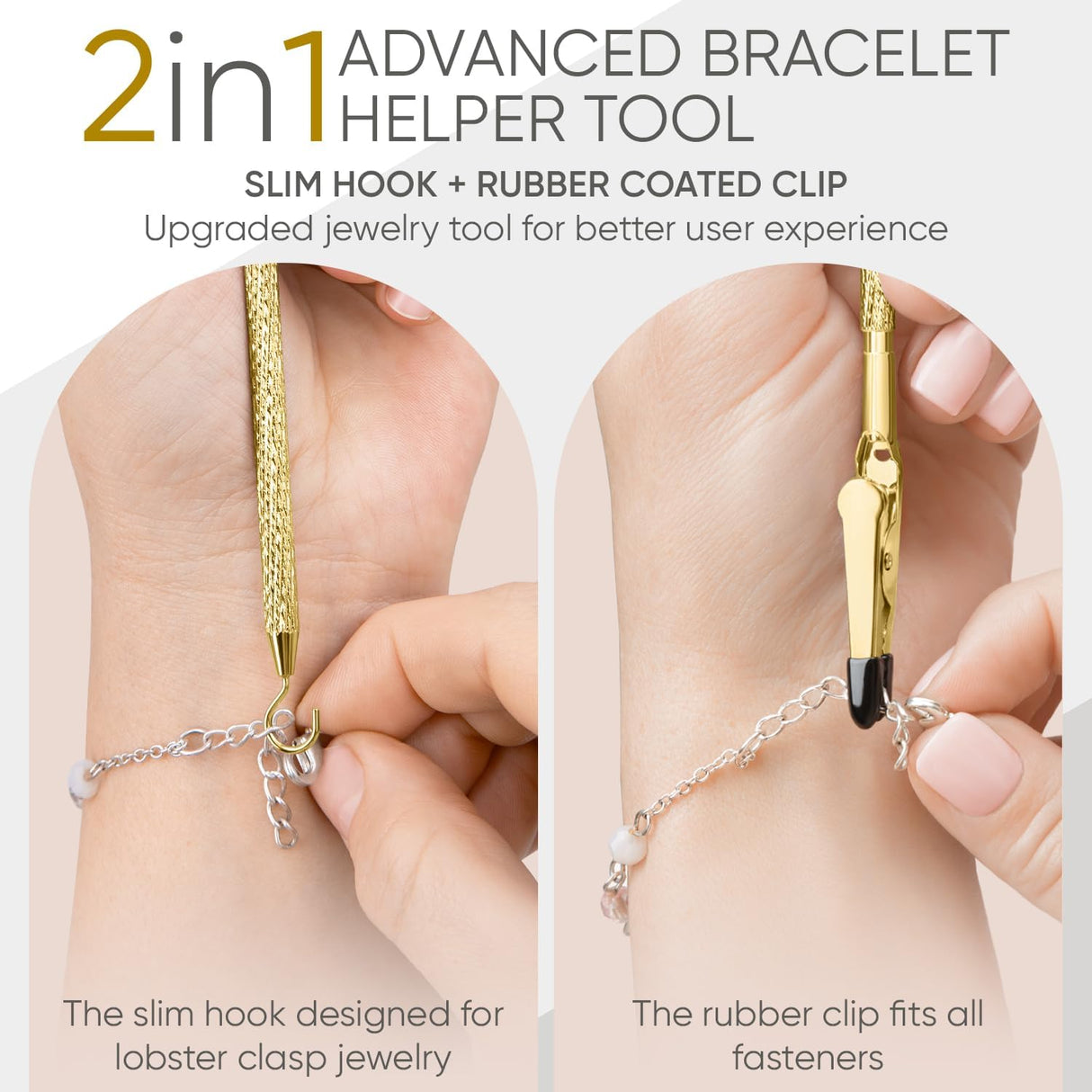 Bracelet Helper Tool with Hook - Fastener Helper Tool for Bracelet, Necklace, Jewelry, Watch - Silver, Rose, Gold, Teal, Bundle