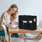 Large Tote Bag for Women Waterproof with 12 Pockets Top Zipper Closure Utility Teacher Nurse Bags for Work School