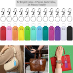 24 Pieces Chapstick Keychain Holder Lip Balm Holder Keychains Neoprene Lipstick Holder with 24 Pieces Metal Clip Cords for Purse Backpack
