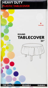 48 Round Tablecloths -BPA- Free Plastic, 84 inch, Dining Table Cover, White