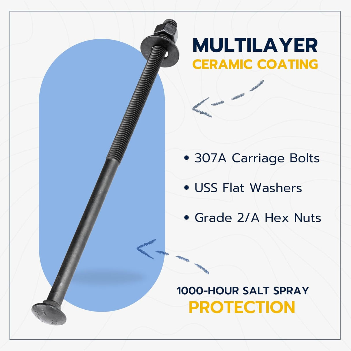 3/8" x 12" (25 Pack) Black Carriage Bolt Kit, Grade 307A, Ceramic Coated for Exterior Use, 2X Rust Resistance of Galvanized by Makers Bolt