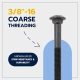 3/8" x 12" (25 Pack) Black Carriage Bolt Kit, Grade 307A, Ceramic Coated for Exterior Use, 2X Rust Resistance of Galvanized by Makers Bolt
