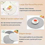 Round Woven Placemats Set of 4, 13 Inches Kitchen Table Place Mats for Dining Table, Trivets for Hot Pots and Pans, Boho Table Decorations for Table Setting, Tabletop Accessories