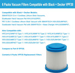6 Packs VPF20 Replacement Filters for Black and Decker Smartech Pet 2-in-1 Stick Vacuum