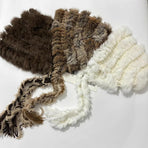 Women's Thick Rabbit Fur Knit Beanie Hat with Nordic Braids for Winter Warm, Ear Protection Thermal Headwear