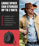 Hat Box for Travel - Crush Proof Cowboy Hat Holder Storage, Hard Travel Hat Carrier Case for Cowboy, Panama & Tweed Hats - Carrying Handle, Luggage Straps & Shoulder - Large - Side View